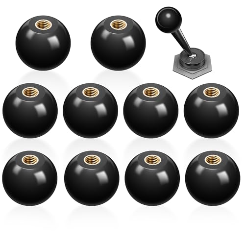 ITSOGOO 10 Stücke M4*16mm Kugelknopf, Schwarz Kugelknöpfe,Kugelgriff mit Eingebauter Kupfergewinde, Runde Kugel Bakelit Hebelknopf für Werkzeugmaschinenersatz