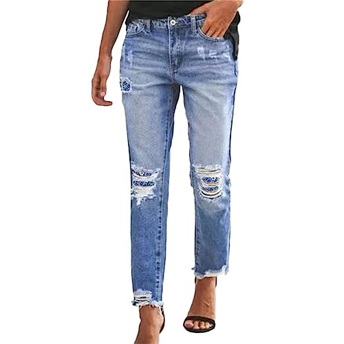 Jean court pour femme à jambes larges droites finitions franges confortables