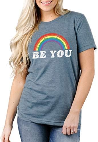 Miniatura 5 de Camisa de arco iris para mujer, camiseta de orgullo con estampado de arco iris, camisetas casuales de manga corta, Arco iris