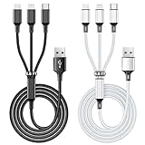 Multi USB Charging Cable 3A, (2Pack 6.6FT)3 in 1 Fast Charger Cord Connector with Dual Phone/Type C/Micro USB Port Adapter, Compatible with Tablets Phone 12 11 Pro 8 7 6 Samsung Galaxy(Charging Only)