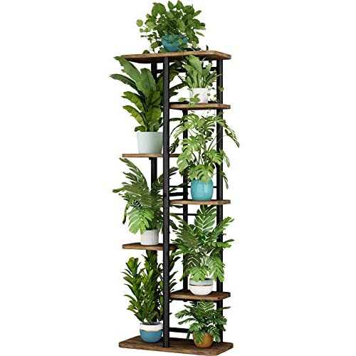 Image of LINZINAR Plant Stand 7 Tier 8 Potted Multiple Flower Pot Holder Shelf Indoor Outdoor Planter Rack Storage Organizer for Patio Garden Corner Balcony Living Room (7 Tier-8 Potted, Black)