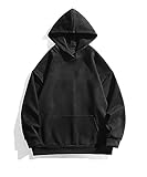 PAODIKUAI Men's Hoodies Pullover Suede Loose Fit Casual Long Sleeve Sweatshirts with Pocket(Black,M)