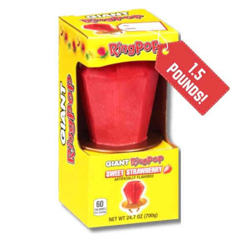 Giant Ring Pop Gift - 1.5 lbs (24.7 oz.) Strawberry Ring Pop - Large Oversized Treat - By Lyza's Sweets & Treats