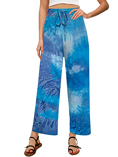 Image of NEWCOSPLAY Women's Comfy Pajama Pants Casual Drawstring Palazzo Lounge Wide Leg Pants