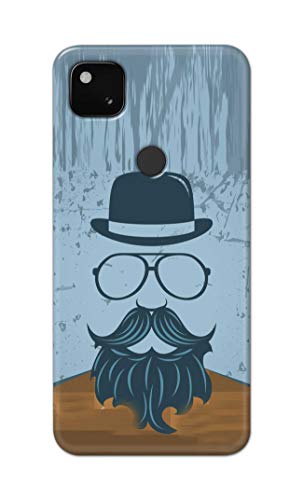 Image of PRINTFIDAA Mustache Beard and Hairstyle Hipster in Glasses Printed Designer Hard Case for Google Pixel 4A (4G) Back Cover -(e) RPM1002