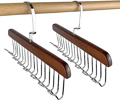 2 Pack Anti Slip Multi Hook Coat Rack, Space Saving Hangers with 8 Hooks, 360 Swivel Hook Brown