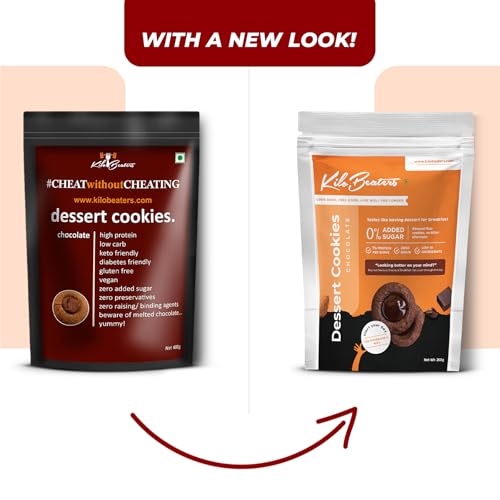 Image of Kilobeaters Chocolate Dessert Cookies 400G (Pack Of 1) | 7G Protein Per Serve | Ready To Eat Tea Time Snack | No Maida & 0% Added Sugar | Keto Friendly Biscuit | Healthy Snacks For Adults & Kids