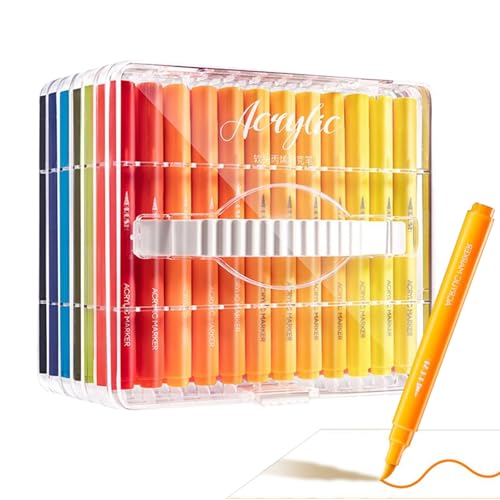 Hogvinnatil Akryl Malstifte | 60 Stück Acryl Marker Set Für Steine Bemalen - Malutensilien für Erwachsene Kinder Jugendliche Studenten Metall Keramik Leinwand Schule
