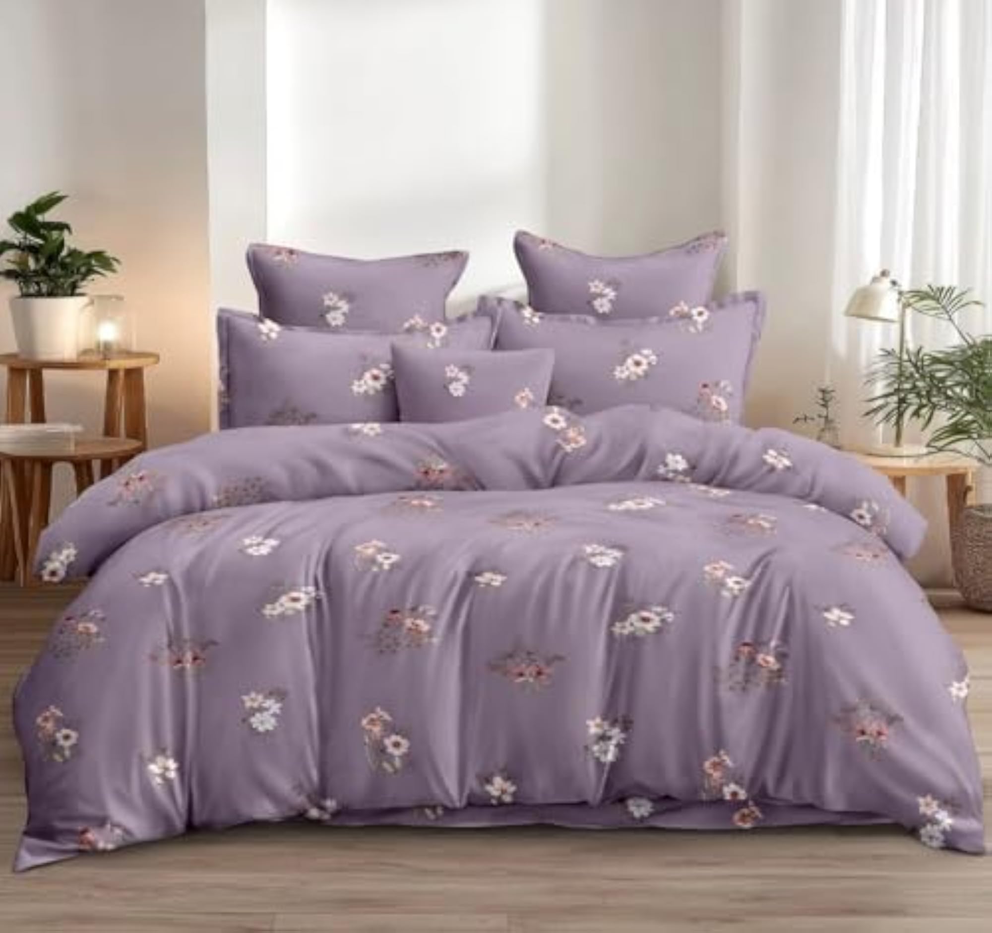 Sanskriti Threads Cotton Comforter Set (Purple)