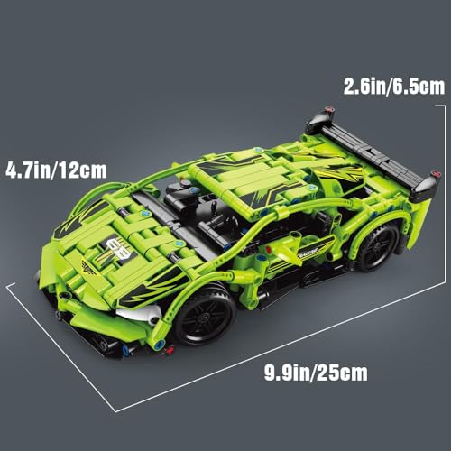 Image of RC Remote Control Engineering Model Car Creative Assembly Toy Kit 2.4GHz Rechargeable Sports Car Toy with Openable Doors & High Speed Racing DIY Model Kit for Kids (Block Rc Car Green)
