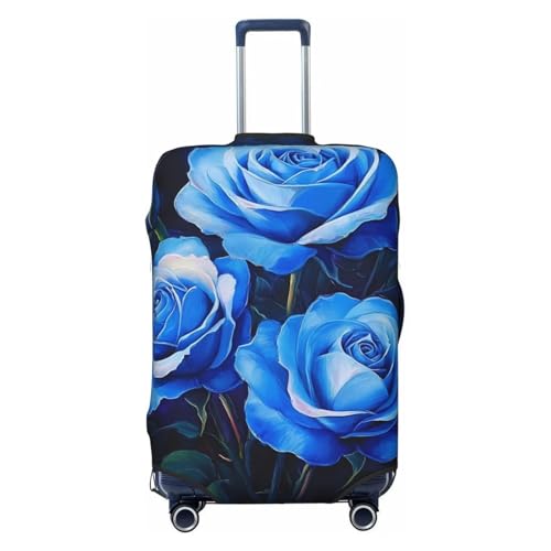 Blue Roses Elastic Travel Luggage Cover, Washable Spandex Suitcase Protector, Anti-Scratch Fits 18-32 Inch