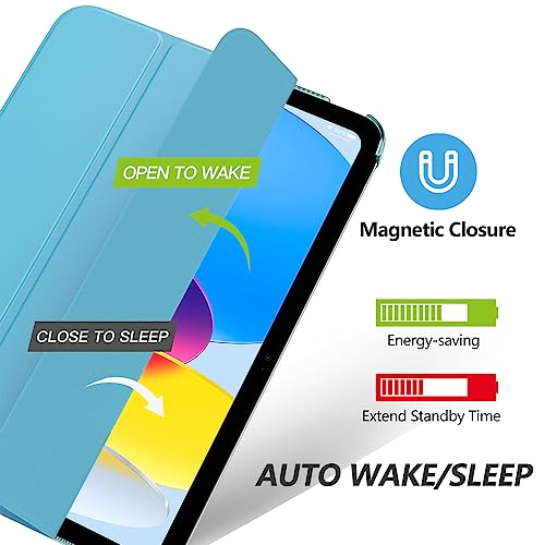Image of MoKo for iPad (A16) 11th Generation Case 11 Inch 2025, iPad 10th Generation Case 10.9 Inch 2022, Slim Stand Hard PC Translucent Back Shell Smart Cover, Support Touch ID, Auto Wake /Sleep, Misty Blue | 2025