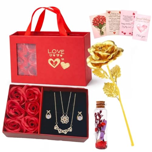 Image of Yadava Artificial Red Rose Flower for Valentine Day Gift Romantic Gift for Girlfriend Boyfriend Husband Wife | Cute Star Keychain, Message Bottle & Love Cards in Premium Gift Box (Vint Bag)