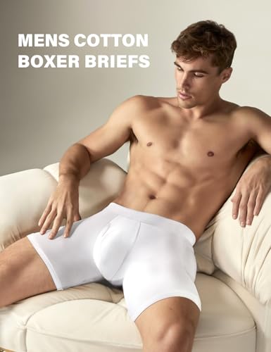 Arjen Kroos Mens Cotton Boxer Briefs Breathable Pouch Underwear with Opening Fly 3 Pack4