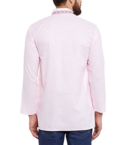 Kurta rosa de mezcla de algodón para hombre que evita arrugas y mantiene el frescor 2
