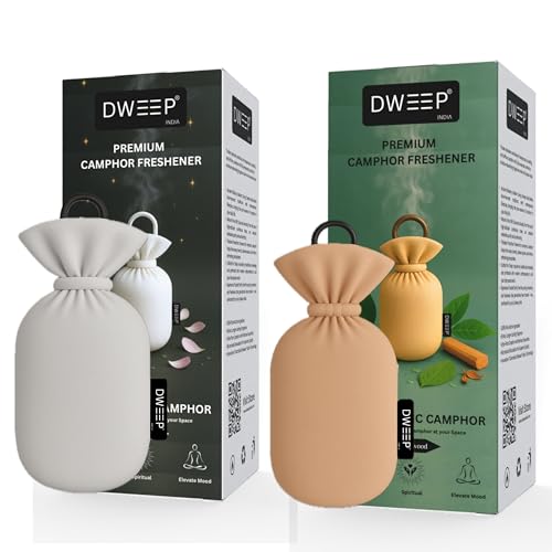 Image of Dweep Organic Camphor Air Freshener Pack of 2 | 100% Camphor Based | Long Lasting Freshener for Car, Wardrobe, Office Cabin, Travel Bag & Bathroom | Natural Odor Control (ORIGINAL-SANDALWOOD)
