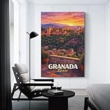 sinyumoney Granada Spain Alhambra Sunset Leinwandbild, 
