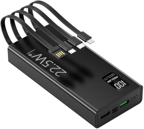 Power Bank 22.5W PD, 27000mah Ricarica Rapida Powerbank con Cavi Integrati Batteria Portatile Caricatore usb c Potente Batteria Esterna Batteria Portatile Cellulare per Smartphone iPhone Android