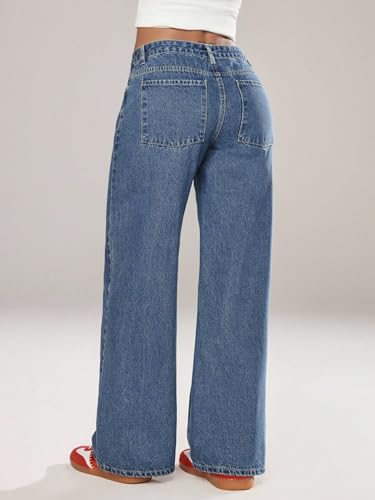 Image of Shasmi Women's Black Wide Leg Baggy Jeans High Waist Relaxed Fit Denim Pants - Loose Straight Fit Korean Style Oversized Casual Jean for Womens (Jeans 294)