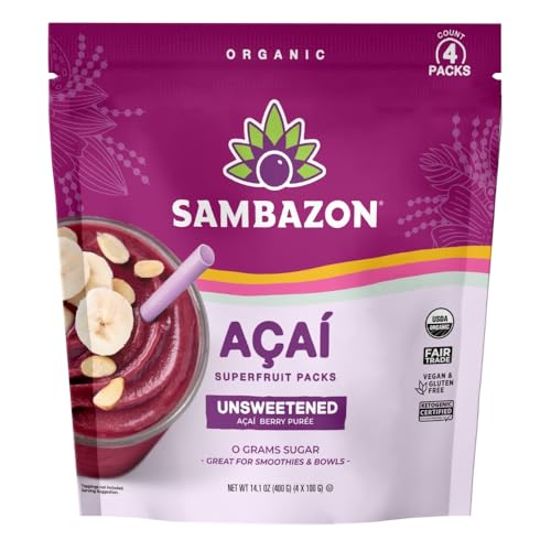 Sambazon Organic Unsweetened Acai Superfruit Packs, 14.1 OZ