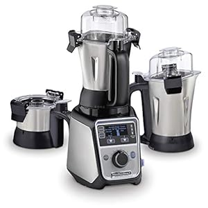 Hamilton Beach Professional 4-in-1 Juicer Mixer Grinder, Commercial-Grade 1400 Watt Motor, 3 Leakproof Jars, For Wet and Dry Spices, Chutneys and Curries, Engineered in India & USA (58770), Stainless