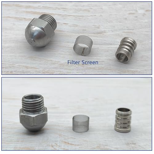 XCSJ 2 Pcs 1/4BSP Düsen Spritzdurchm Edelstahl Feines Zerstäuben Nebeldüse zur Kühlung, Reinigung, Beschichtung, Gartenbewässerung, Feinnebeldüse Mit Filterfunktion (Lochdurchmesser:1 mm)