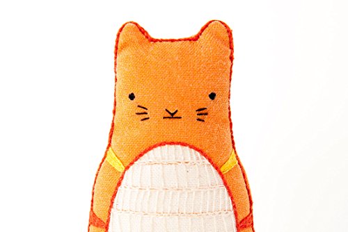 Image of Kiriki Press DIY Embroidery Doll Kit - Skill Level 2 - Beginner to Advanced Embroidery Kits for Adults Teens (3 Skill Levels) Animal Embroidery Kit - Screen Printed Pattern (Tabby Cat - Level 2)