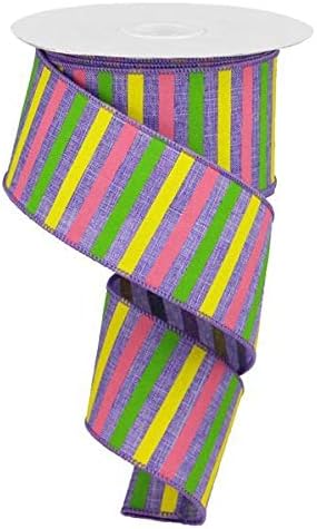 水平ストライプワイヤーエッジリボン - 10ヤード 2.5" RGA120513