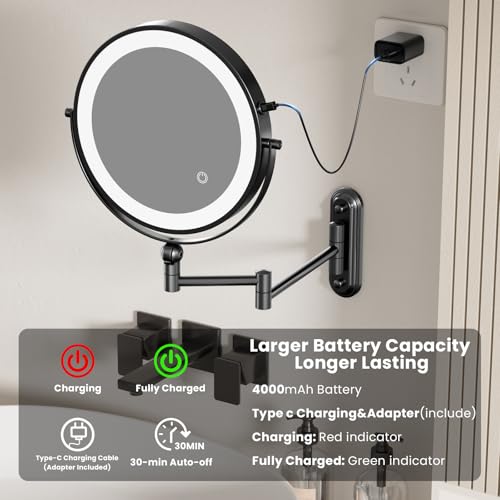 Miroir maquillage x30 avec lumière LED à intensité variable et bras rétractable - 4