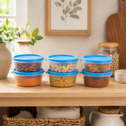 Image of Cutting EDGE Nesterware 500ml Stackable Food Container (Set of 6, Blue) | BPA-free plastic, stackable design, leak-proof, kitchen storage, pantry, fridge, meal prep, reusable, travel use