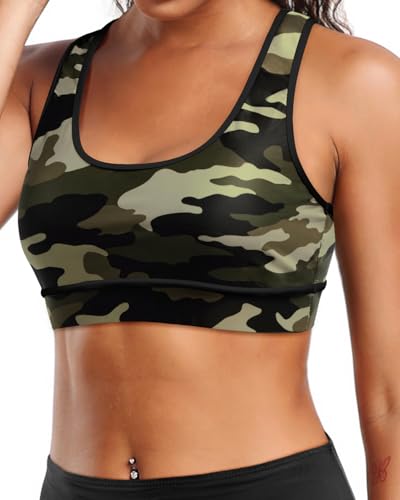 Image of Holipick Women's Sports Bra Bikini Tops Racerback Swim Top Scoop Neck Bathing Suits Top Modest Padded Crop Tops Swimsuit Only