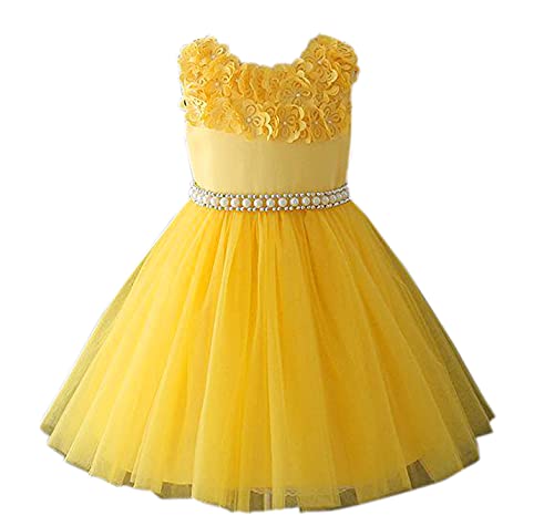 Googogaaga Girls Polycotton Knee Length Dress in Yellow Colour