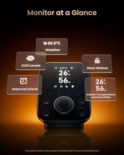 Image of SwitchBot Hub 3 (3rd Gen) Smart Home Command Center: Screen + Physical Dial, IR Remote Hub for TVs /ACS, Temp /Humidity Sensor (±0.2C), Matter Bridge, Bluetooth 200m, Works on 2.4GHz WiFi