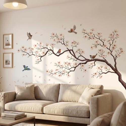 Vinilo decorativo flores cerezo blanco 2 piezas miniatura 3