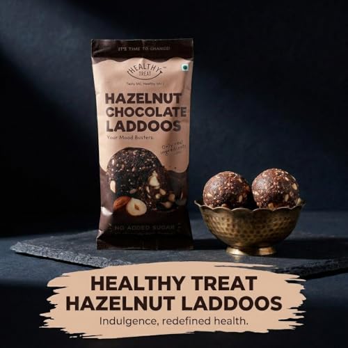 Image of Healthy Treat Premium Hazelnut Chocolate Laddoos | Sugar-Free Energy Balls | High Protein Dry Fruit Laddu | Natural & Gluten-Free | No Added Sugar | (Pack of 5-40gm each)