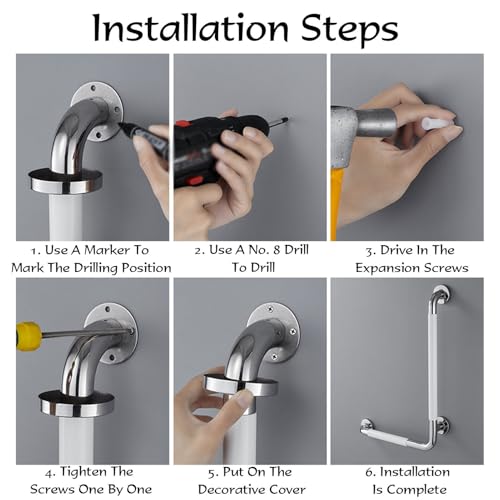 Uchwyt bezpieczeństwa montowany na ścianie – antypoślizgowy wspornik łazienkowy dla osób starszych i niepełnosprawnych, idealny do wanny i prysznica