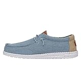 Hey Dude Men's Wally Washed Canvas Blue Size 13 | Men's Shoes | Men's Slip-on Loafers | Comfortable & Light-Weight