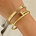 sineed 18K Gold Plated Love Nail Bangle Bracelet Set Stackable Dupes Stainless Steel Bangle Set for Love Trendy Jewelry
