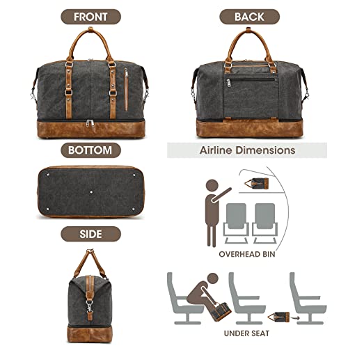 Image of S-Zone Oversized Ladies Travel Tote Duffel Bag Carry on Canvas Travel Duffel Bag Weekender Overnight Bag for Women and Ladies, B-black, L