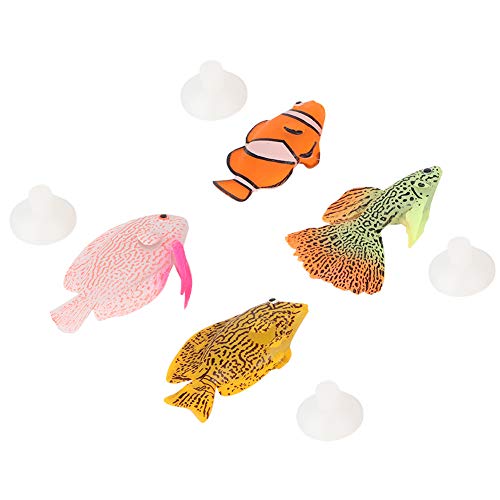 Ueohitsct 4PCS Aquarium Fish Tank Luminous Silicone Artificial Fake Fish Landscape Ornament Decoration Ac