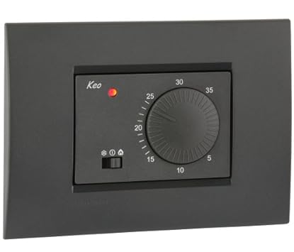 Foto di VEMER VN171500 KEO-A Termostato da Incasso con Manopola, Alimentazione 230V, Bianco/Grigio/Antracite