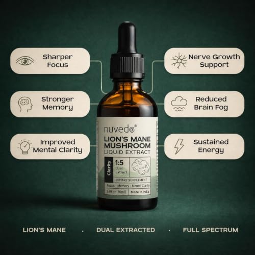 Image of Nuvedo Lions Mane Mushroom Liquid Extract | 10 mL | 1:5 Dual Extract