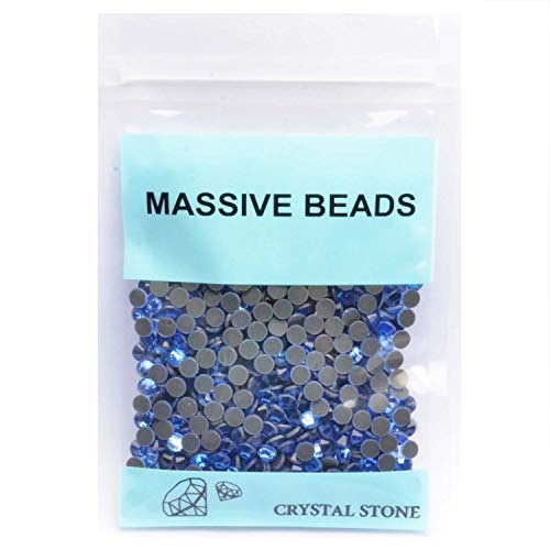 Image of 3000 Pieces Hot Fix Glass Flatback Rhinestones HotFix Round Crystal Gems (Light Sapphire, SS10)