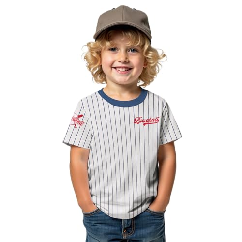 Toddler Baby Boy Girl Baseball Shirt Funny Stripe Jersey T-Shirt Kid Summer Game Day Short Sleeve Tee Tops