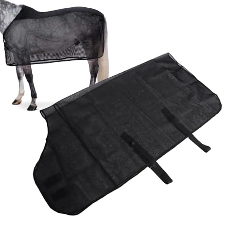 Generic Horse Mesh Fly Sheet,Mesh Fly Rug for Horses,Breathable Sun Proof and Bite Equine Protection,Abrasion Proof Adjustable Care Sheet with Buckle for Summer 154x186cm