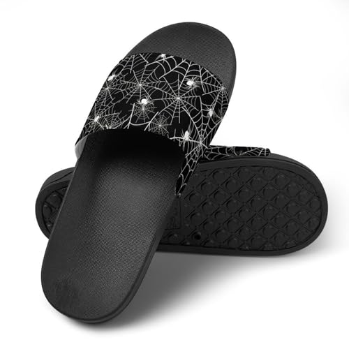 Halloween Spider Web Black Night Womens Slide Sandals Non Slip Summer House Slippers for Girls Slip-on Flip Flops4