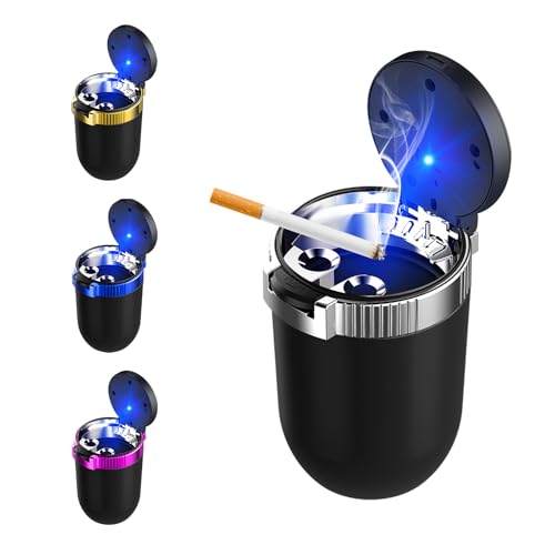 Wevdn Car Ashtray with Lid, Detachable Stainless Smokeless Auto Ashtray