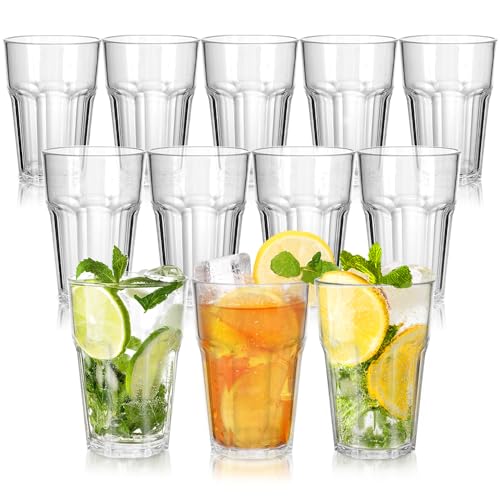 DIBALIYI 12PCS Reusable Premium Plastic Cups, 300ml Transparently Acrylic Tumbler Glasses, 10 OZ Unbreakable Stackable Cocktail Glasses (12pc 300ml)