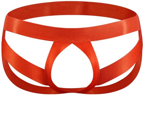 Faringoto Tangas y tangas de cintura baja para hombre con correa de deportista abierta, Naranja, talla única
