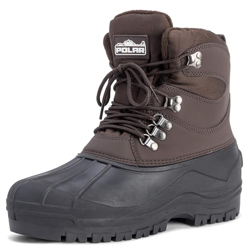 POLAR Mens Snow Waterproof Duck Hiking Bean Hiker Walking Short Ankle Boots - Brown - US11/EU44 - YC0440